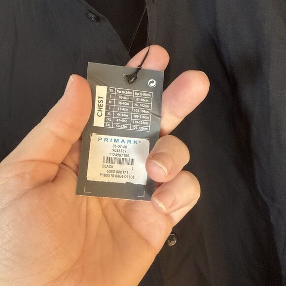 Men’s Primark Black Short Sleeve Button Down Shirt Size Large NWT - Picture 7 of 12